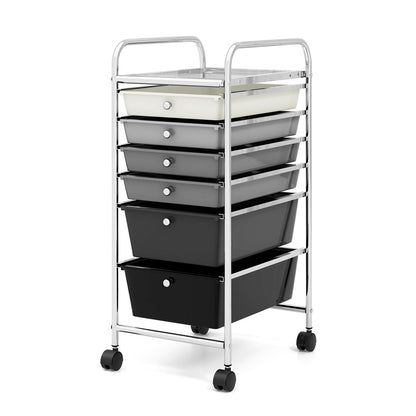 GiantexUK 6 Drawers Storage Trolley, Multipurpose Utility Rolling Cart on Wheels, Plastic Shelving Organizer Unit (6 Drawers, Transparent)