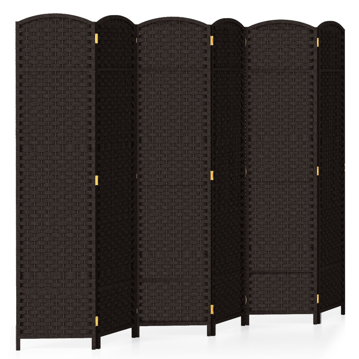 6-Panel Room Divider Folding Privacy Screen with Hand-woven Texture