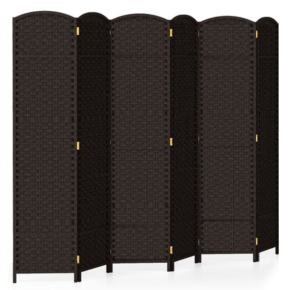 6-Panel Room Divider Folding Privacy Screen with Hand-woven Texture
