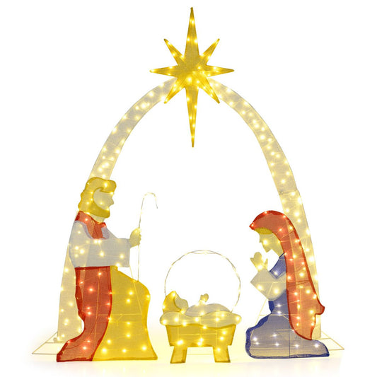 6 Ft Lighted Nativity Scene with 240 Warm White LED Lights