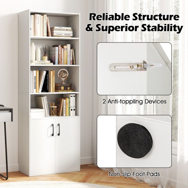 6-tier Modern Style Bookcase with Adjustable Shelves