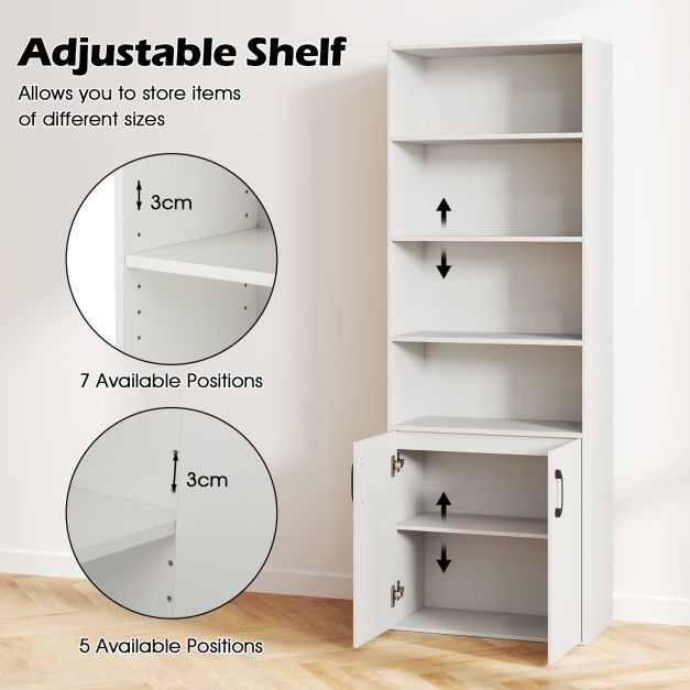 6-tier Modern Style Bookcase with Adjustable Shelves