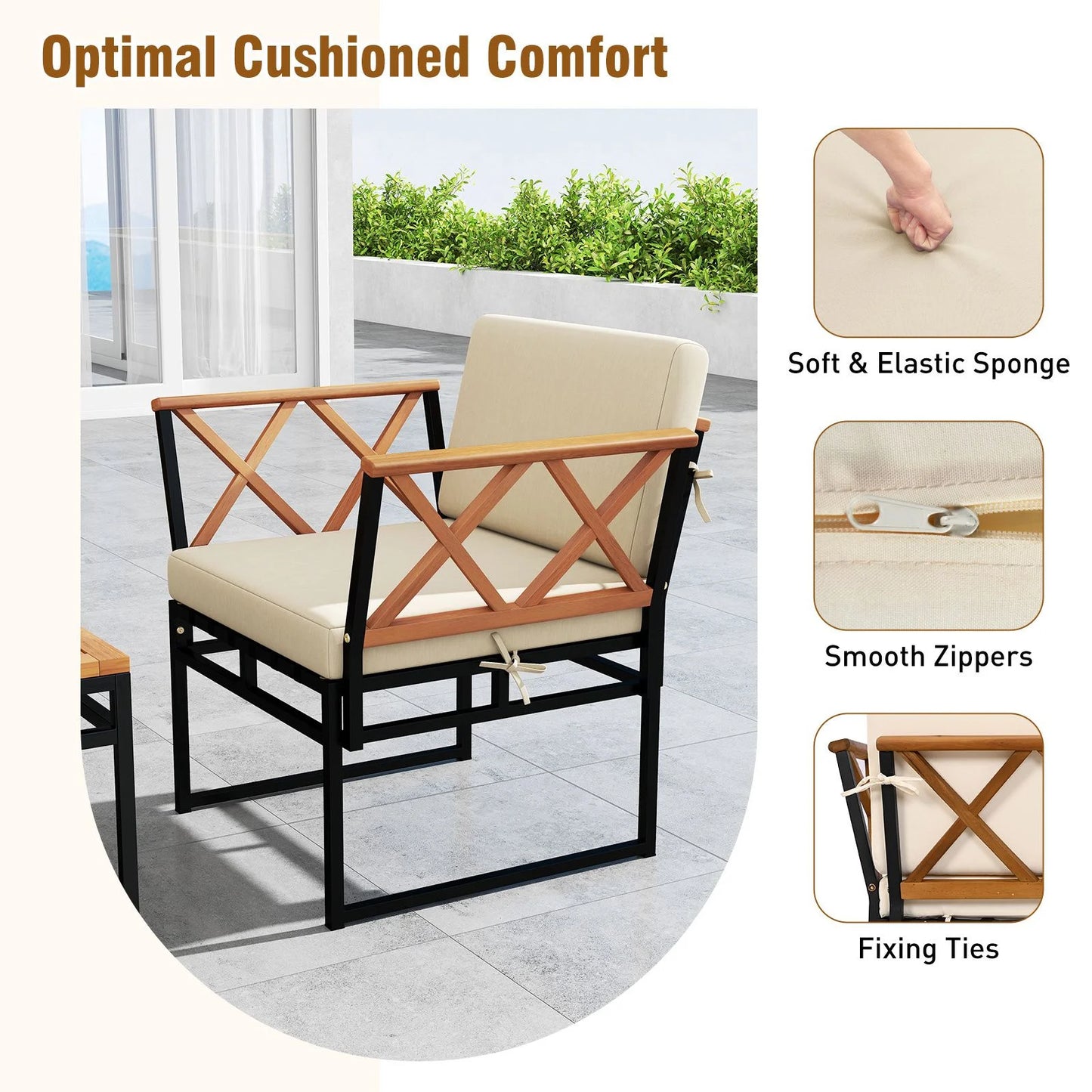 7 Piece Outdoor Conversation Set with Ottomans for Porch