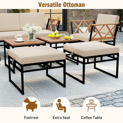 7 Piece Outdoor Conversation Set with Ottomans for Porch