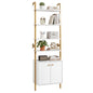 7-Tier Ladder Bookshelf with 2-Door Cabinet and 4 Shelves