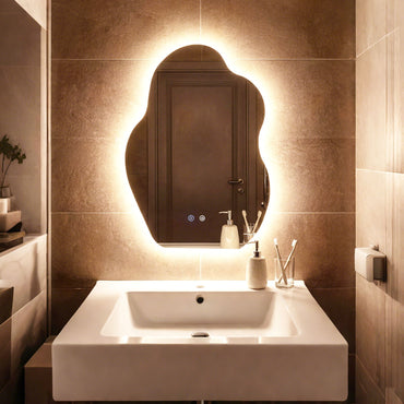 70 x 50 CM Irregular LED Bathroom Mirror with 3 Light Colors