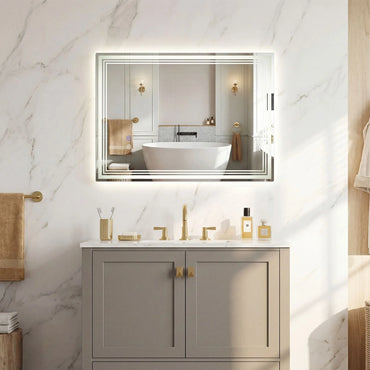 70 x 50 CM LED Rectangular Wall Bathroom Mirror with Anti-fog