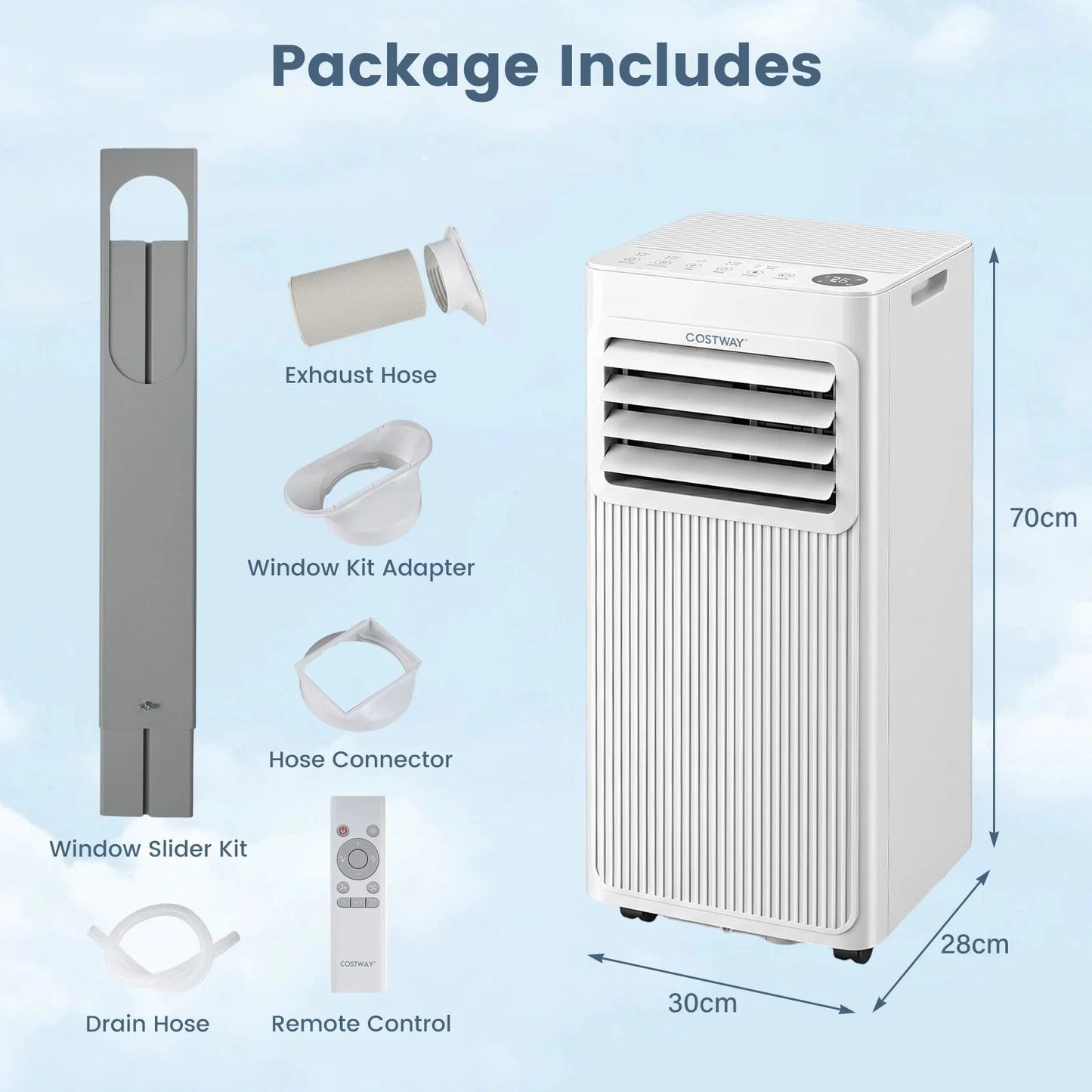 7000/9000 BTU Portable Air Conditioner with Sleep Mode and 24H Timer
