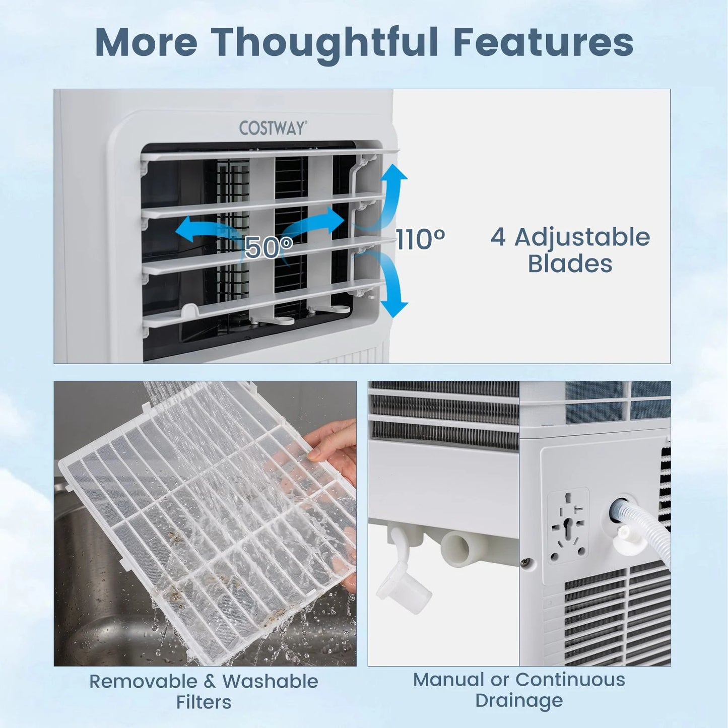 7000/9000 BTU Portable Air Conditioner with Sleep Mode and 24H Timer