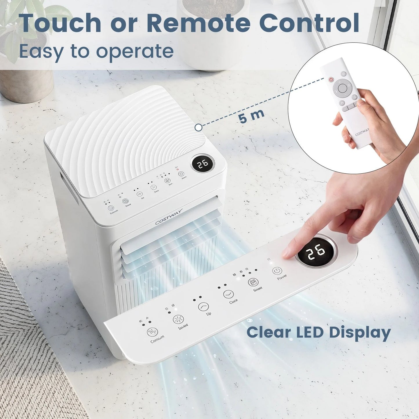 7000/9000 BTU Portable Air Conditioner with Sleep Mode and 24H Timer