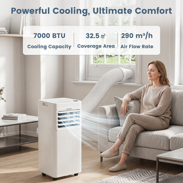 7000/9000 BTU Portable Air Conditioner with Sleep Mode and 24H Timer