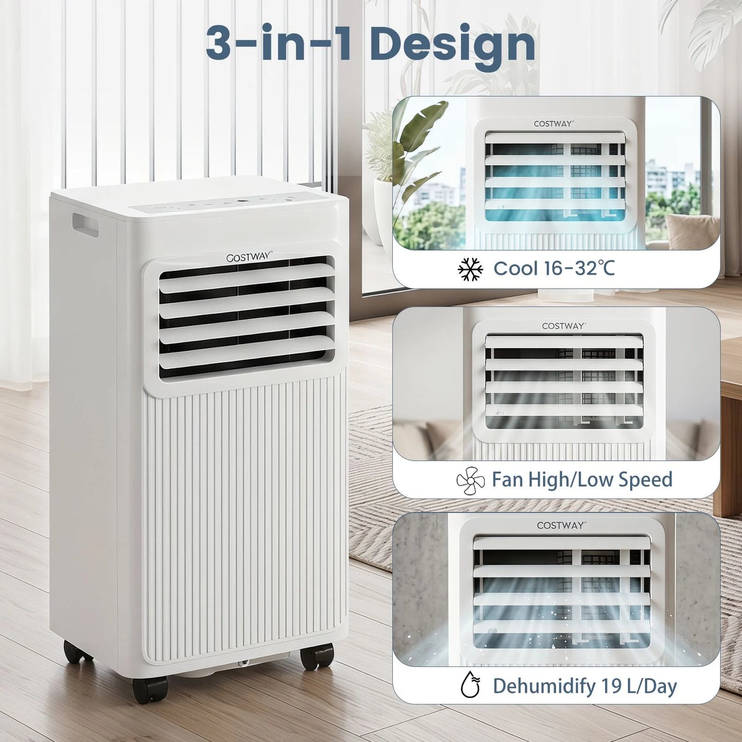 7000/9000 BTU Portable Air Conditioner with Sleep Mode and 24H Timer