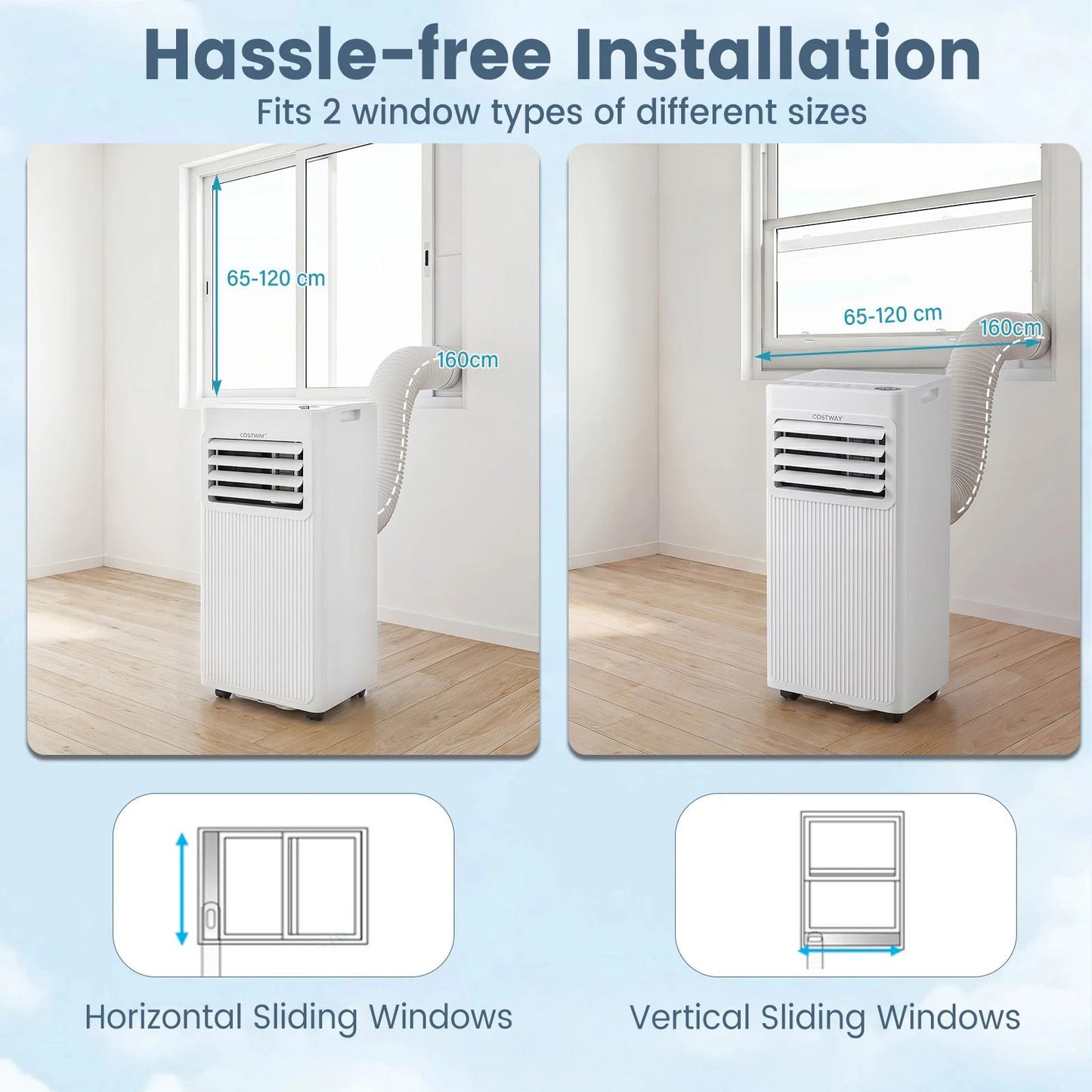 7000/9000 BTU Portable Air Conditioner with Sleep Mode and 24H Timer