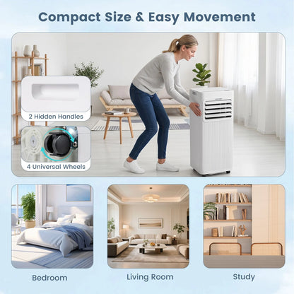 7000/9000 BTU Portable Air Conditioner with Sleep Mode and 24H Timer