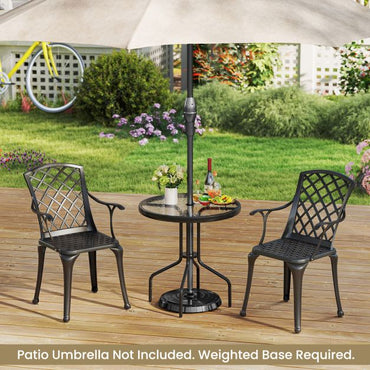 70CM Patio Dining Table with Heavy-Duty Metal Frame and Rippled Tempered Glass Top
