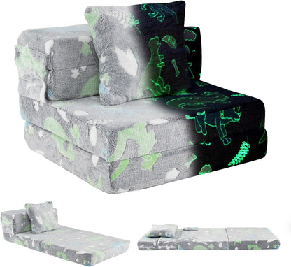 Glow In the Dark Kids Couch with Washable Zippered Covers and Extra Pillow