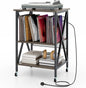 Turntable Record Player Stand with Builtin Charging Station and Divider