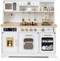 Kids Play Kitchen, Wooden Pretend Toy Kitchen with Realistic Lights & Sounds