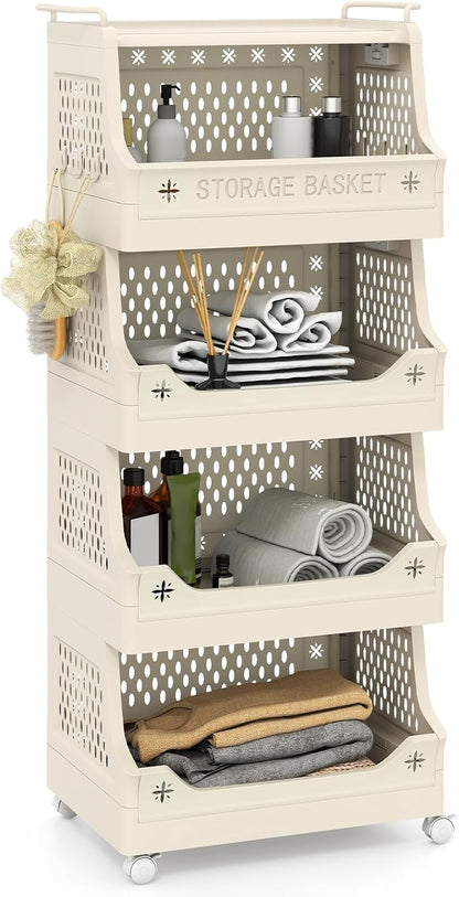 3/4/5/6 Tier Rolling Laundry Basket with Wheels and Handles for Laundry Room