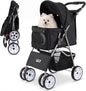 Pet Stroller, 4 Wheels Foldable Dog Pushchair Cat Pram with Adjustable Canopy