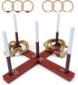 Wooden Quoits Games Set with Rope Rings, Indoor Outdoor Portable Throwing Game Toy