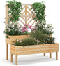 2-Tier Wooden Raised Garden Bed with Trellis and Drainage Holes