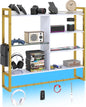 107 CM Industrial Floating Shelves 6-Tier Wall Mounted Shelf with 8 S-Hooks