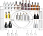 Wall Mounted Wine Rack, 5-Tier Hanging Bar Shelves with Glass Holder