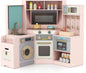 Corner Kitchen Playset with Pull-out Trash Can