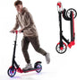 Folding Kick Scooter, 2 Flash Wheels Scooter with 3-Level Adjustable Handlebar and Rear Foot Brake