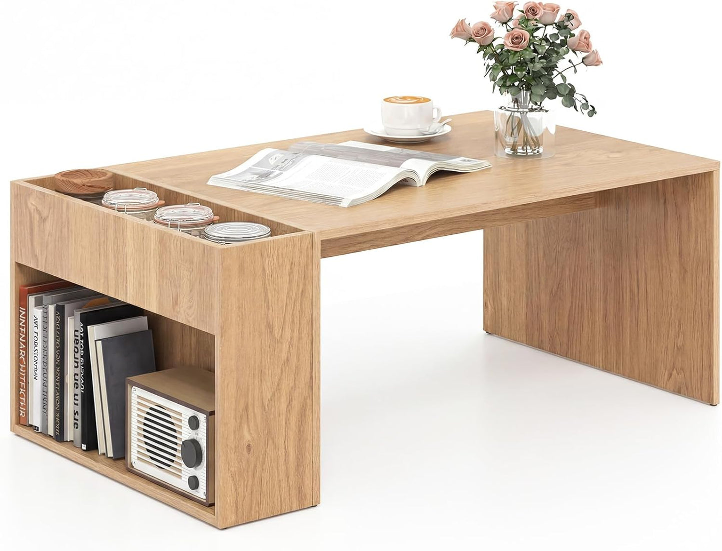 Coffee Table 85cm Coffee Table with Double Layer Storage Space