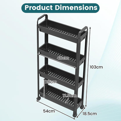 Slim Rolling Storage Cart 3/4-Tier Bathroom Organizer with Handles and Wheels