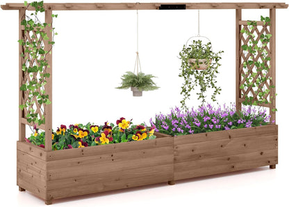 GiantexUK Raised Garden Bed with Arch Trellis & Drainage Holes