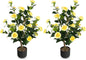 95cm Artificial Camellia Tree with Flowers and Rain-Flower Pebbles