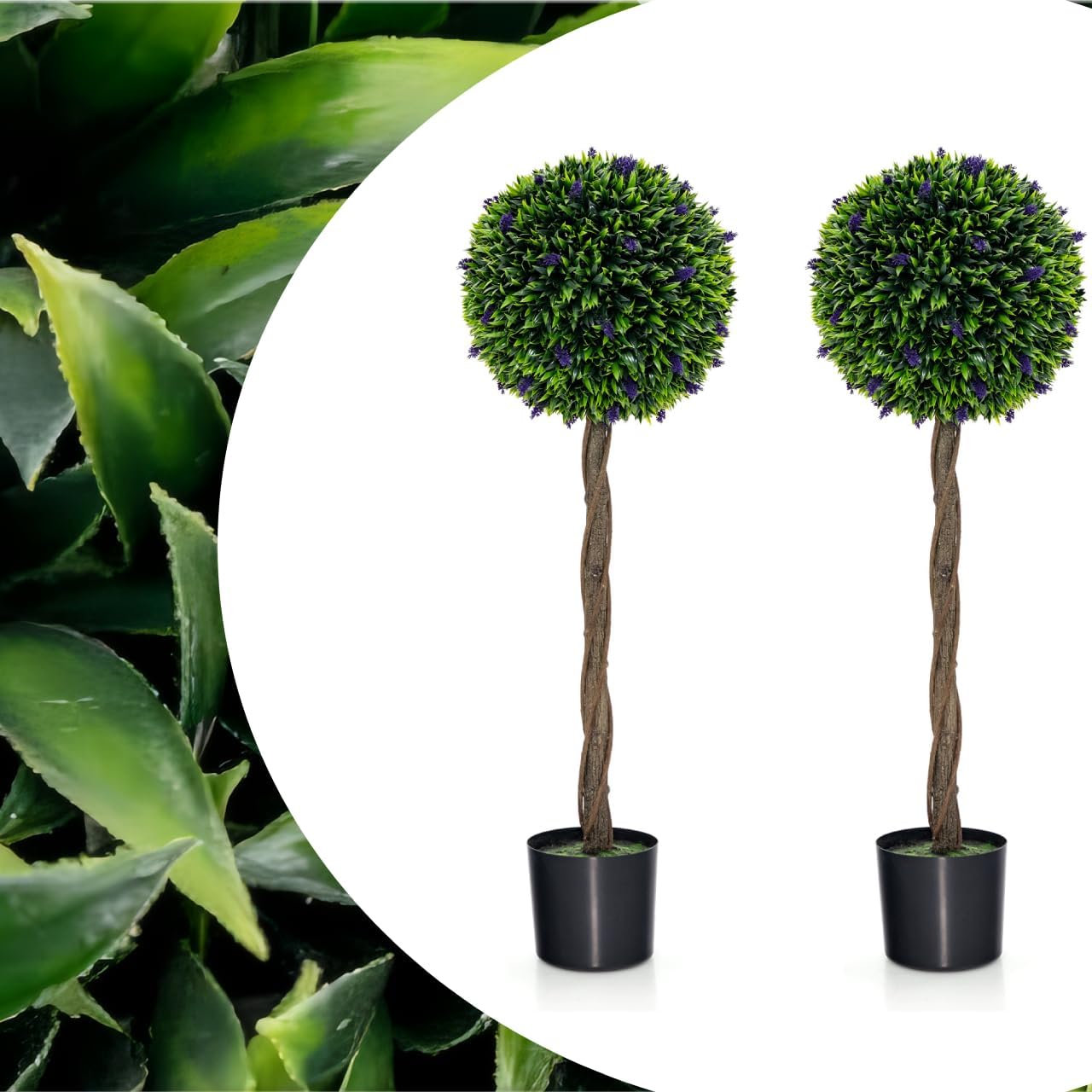 115 CM Artificial Boxwood Topiary Tree Fake Lavender Ball Plant