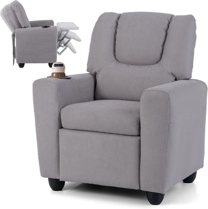 Kids Recliner with Cup Holder PU Leather Kids Reclining Chair