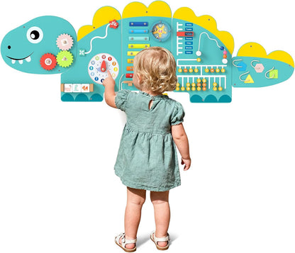 Activity Wall Busy Board Panels, 11 in 1 Wooden Sensory Wall Toy