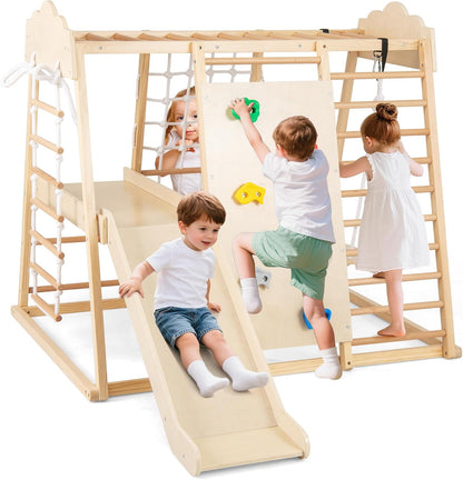 8-in-1 Indoor Jungle Gym for Kids Wooden Montessori Climbing Toys