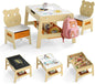 Kids Table and Chairs, Multifunctional Activity Desk with Chalkboard & Whiteboard