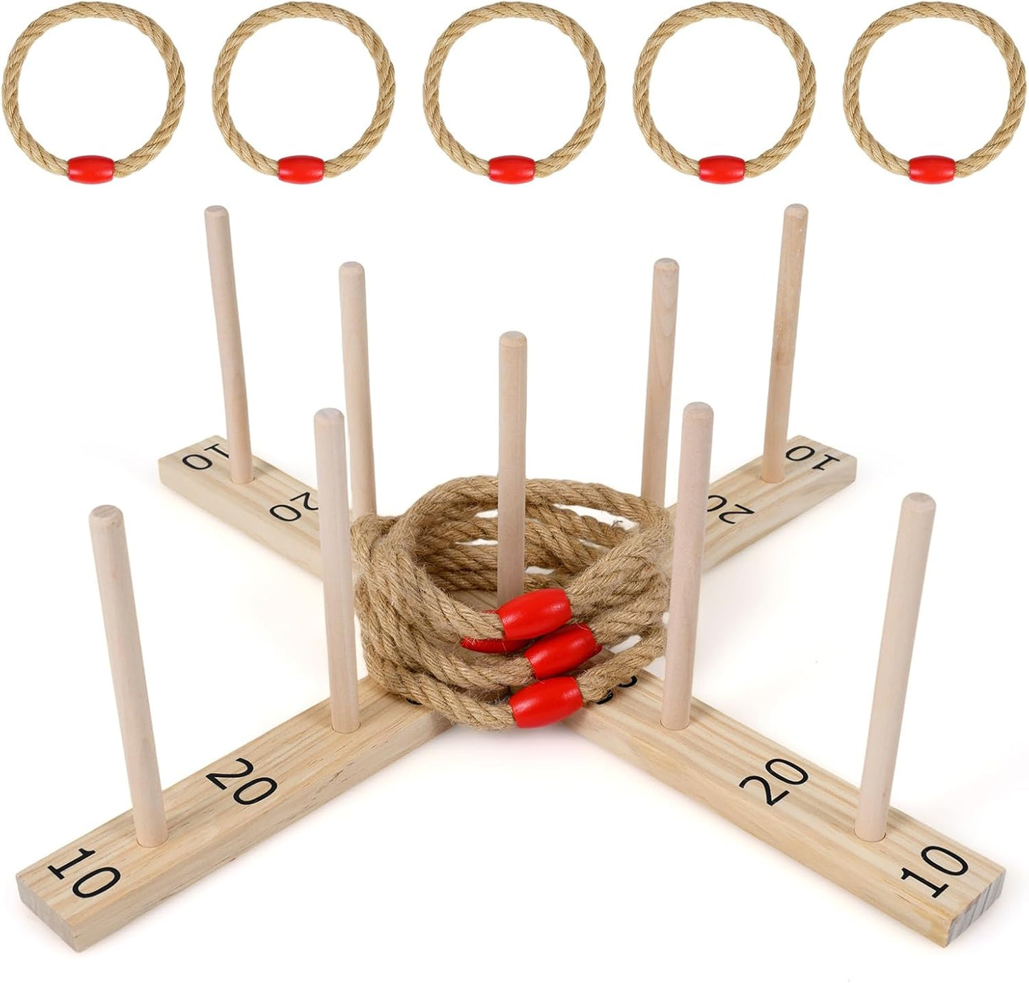 Ring Toss Game for Kids & Adults, Wooden Quoits Games Set