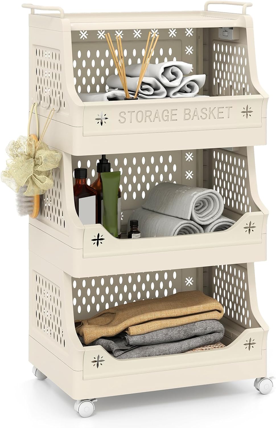 3/4/5/6 Tier Rolling Laundry Basket with Wheels and Handles for Laundry Room