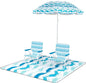 4 Pieces Beach Umbrella Set with 2 Foldable Chairs and Picnic Blanket