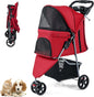 Pet Stroller with Adjustable Canopy and 3 Shock-absorbing Wheels