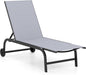 Garden Sun Lounger with Wheels, 6 Positions Adjustable Outdoor Chaise Lounge Chair