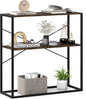 2-Tier Entryway Table with Marble Textured Open Shelves and Metal Frame