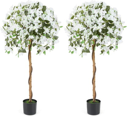 130cm Artificial Azalea Tree with 576 Flowers 288 Leaves and Wood Trunk