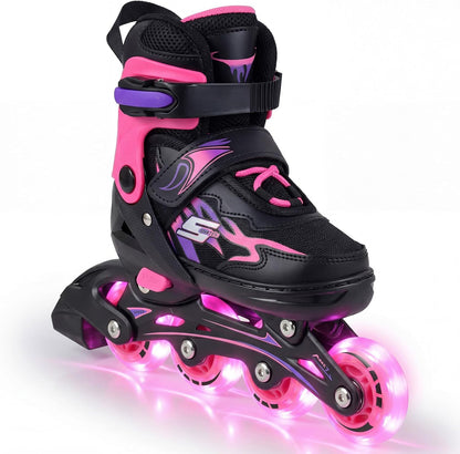 Kids Inline Skates for Boys & Girls, 4 Sizes Adjustable Blades Roller Skates