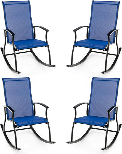 2 Pieces Outdoor Rocking Chairs with Breathable Backrest