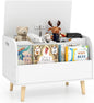 Wooden Toy Box, Kids Storage Chest with Flip-top Lid, Front Bookshelf