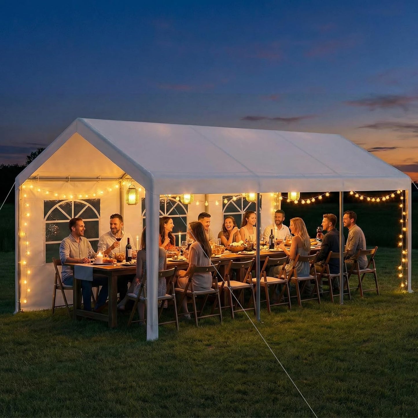 10 x 20FT Carport, Heavy Duty Car Canopy with Water-Resistant PE Tarp